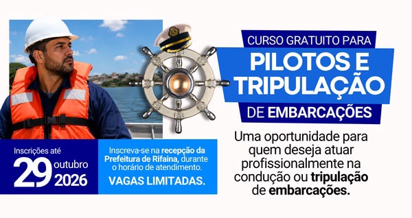 Prefeitura de Rifaina e Marinha do Brasil abrem inscrições para Curso de Formação de Aquaviários