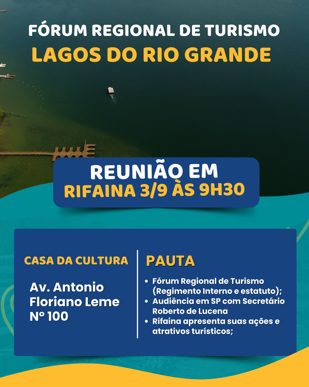 Rifaina realiza o Fórum Regional de Turismo no dia 03 de setembro