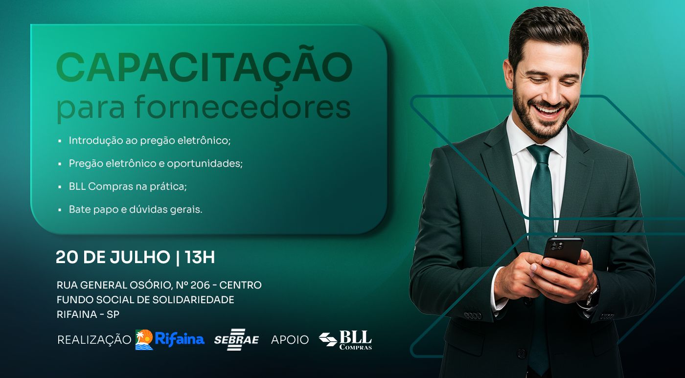 Prefeitura de Rifaina promove capacitação gratuita para fornecedores interessados em vender ao Poder Público.