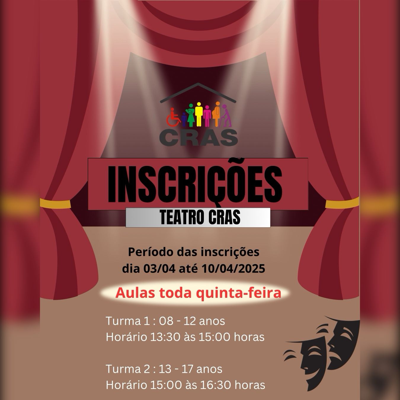 Inscrições abertas para Oficina de Teatro do CRAS de Rifaina